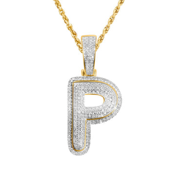 White Diamond P Pendant in 10k Yellow Gold .29 Ctw